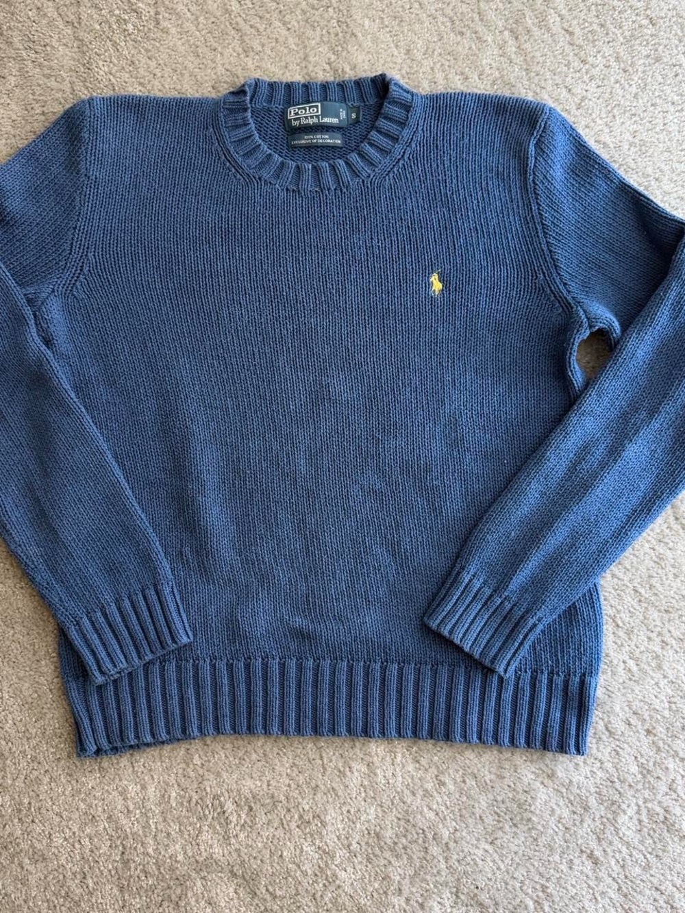 Vintage Polo by Ralph Lauren Men's Blue Crewneck Sweater